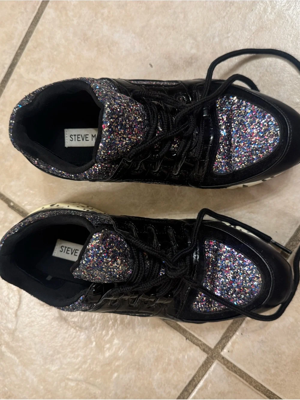 Steve Madden Black Sneakers with Multicolor Glitter